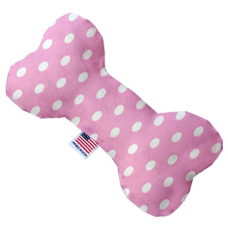 MIRAGE PET PRODUCTS Pink Polka Dots Canvas Bone Dog Toy 10 in. 1160-CTYBN10